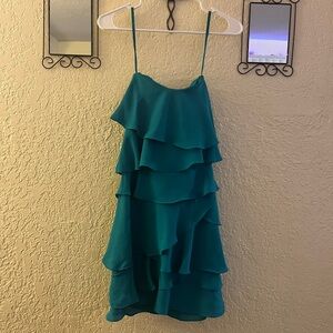BCBG Asymmetrical Teal Layered Dress brand new with tags
